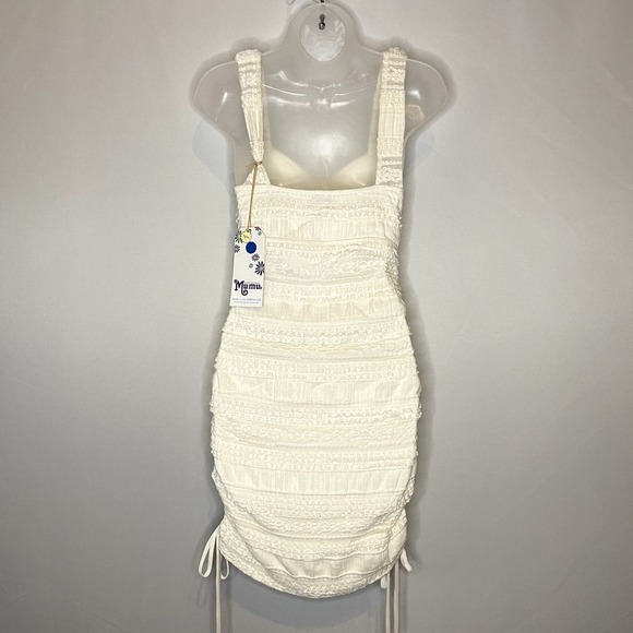 NWT Show Me Your Mumu Boho Lace Bodycon Dress White Cream Color Size Small - Picture 4 of 6